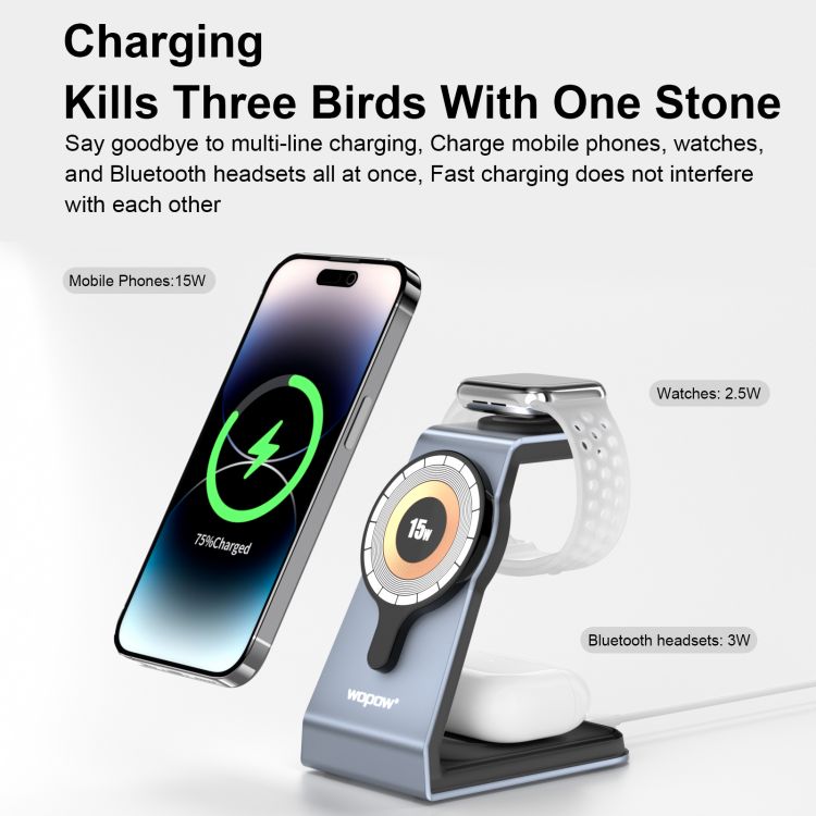 WOPOW-3 in 1 magnetic wireless charger-MW02